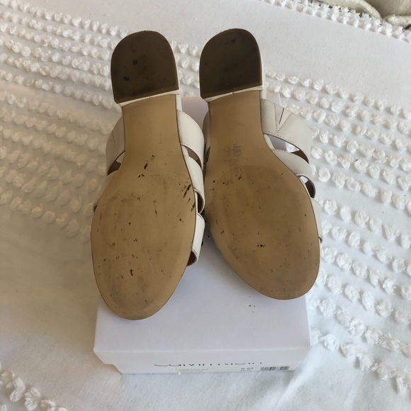 Calvin Klein Elvita Cow Silk Slide Sandal In Soft White Sz 8 - Picture 6 of 8